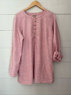Duluth Trading Co Pink Long-Sleeve Tunic Henley